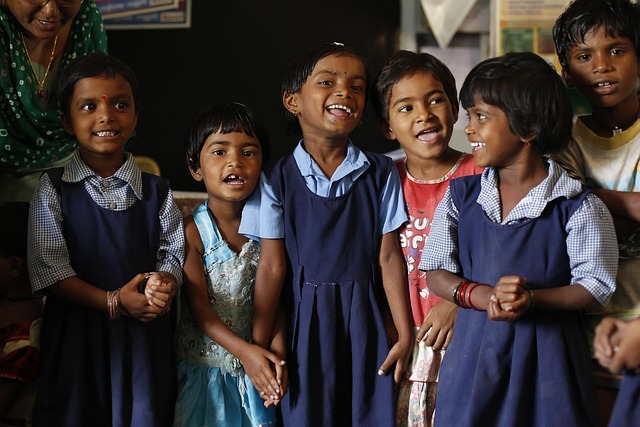 A group of children studying in a safe classroom, representing the right to education